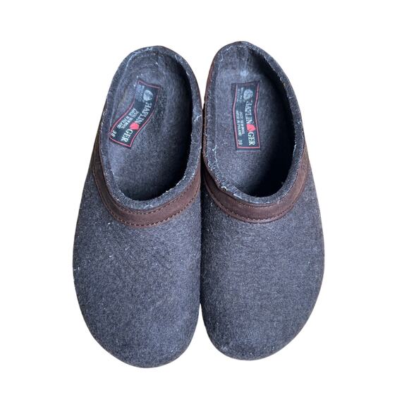 Haflinger Unisex Gray Grizzly Closed Heel Style Wool Clogs Size 38 - Picture 2 of 9